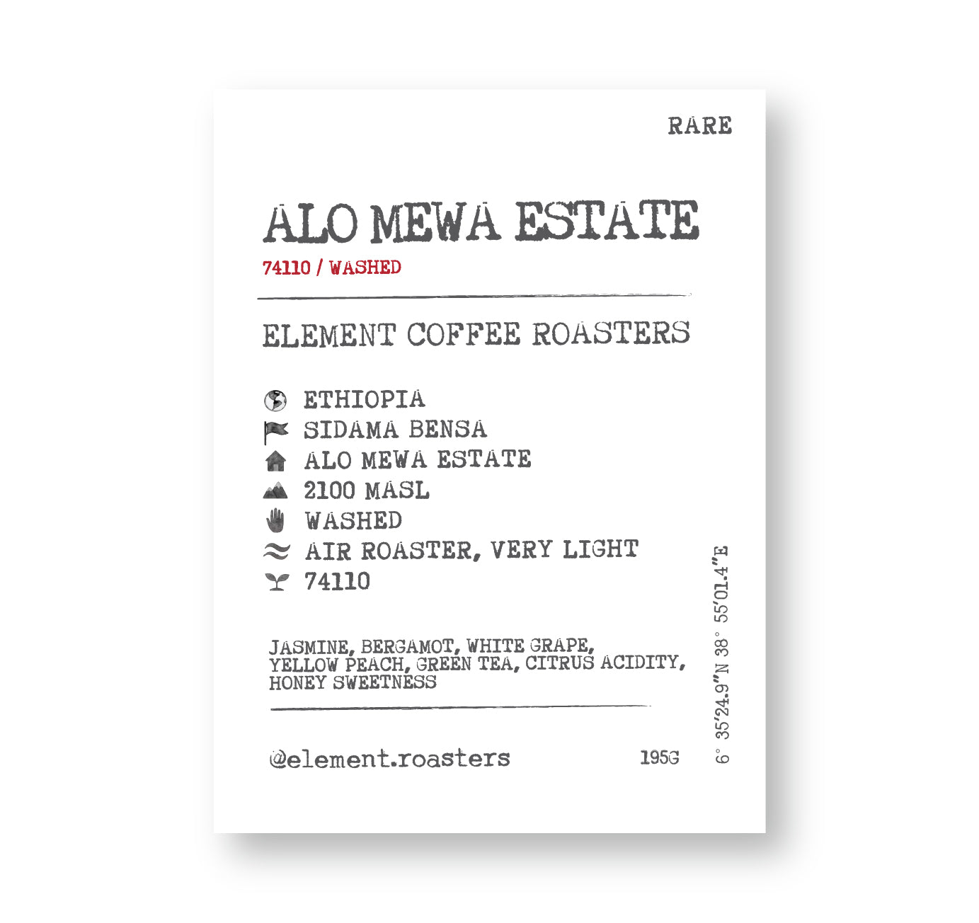 [D]  Ethiopia Alo Mewa Estate Washed