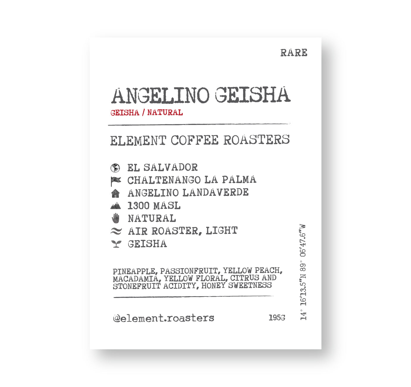 [G]  El Salvador Angelino Geisha Natural