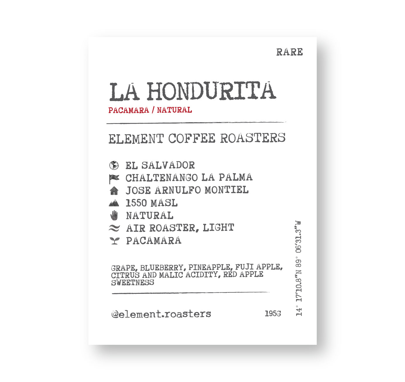 [F] El Salvador La Hondurita Pacamara Natural