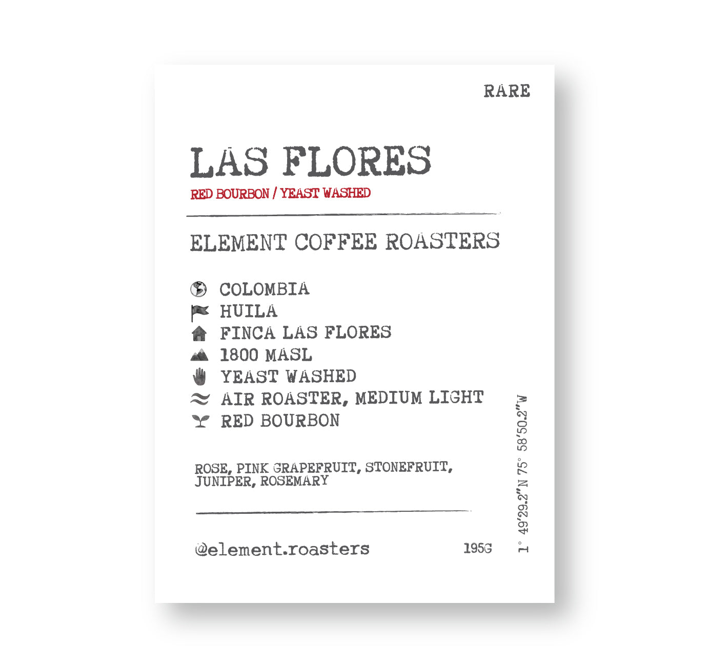 [N]  Colombia Las Flores Yeast Washed